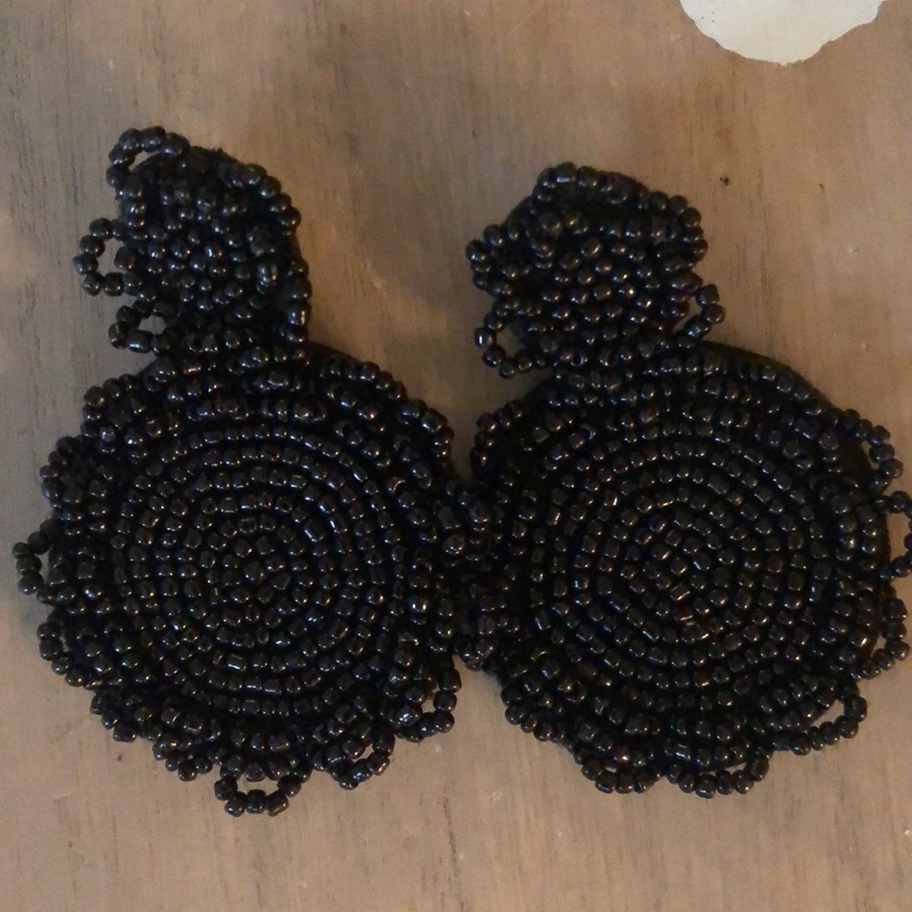 Black Beaded Earrings